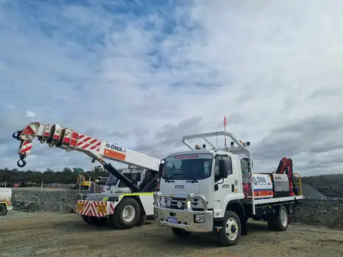 DWA crane truck set up on a mine site